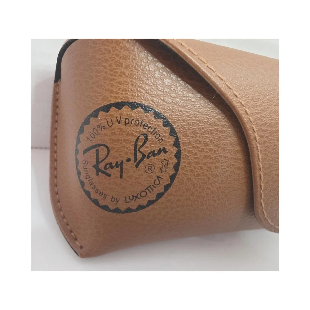Ray-Ban Brown Pebbled Leather Sunglasses Case Snap Closure Luxottica Accessory